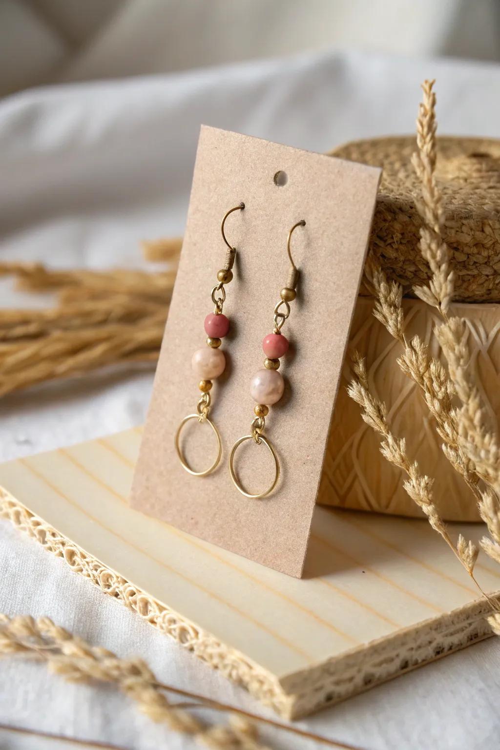 Embrace sustainable style with these chic earrings presented on eco-friendly recycled paper. Perfect for the minimalist at heart.