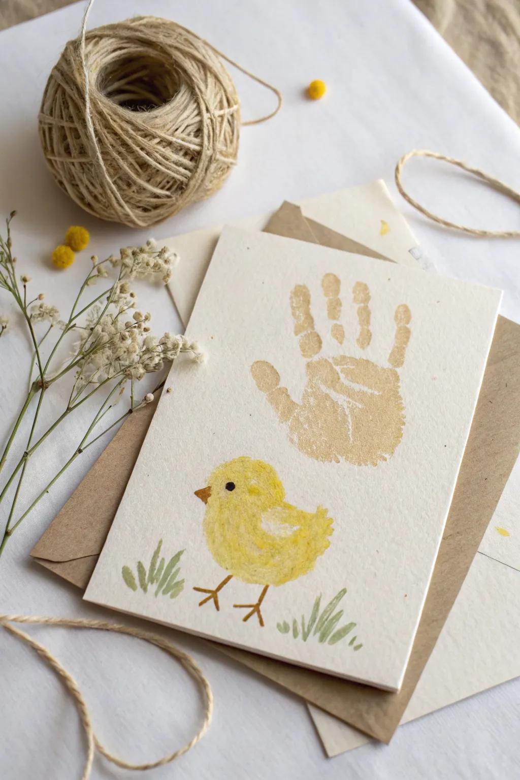 Capture special memories with a charming handprint chick Easter card—where simplicity meets heartfelt creativity.