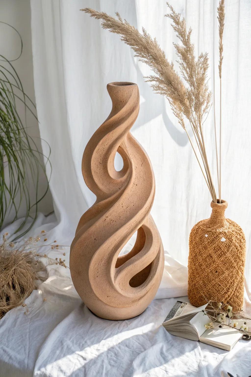 Embrace the art of simplicity with this stunning abstract clay sculpture, where creativity meets natural beauty.