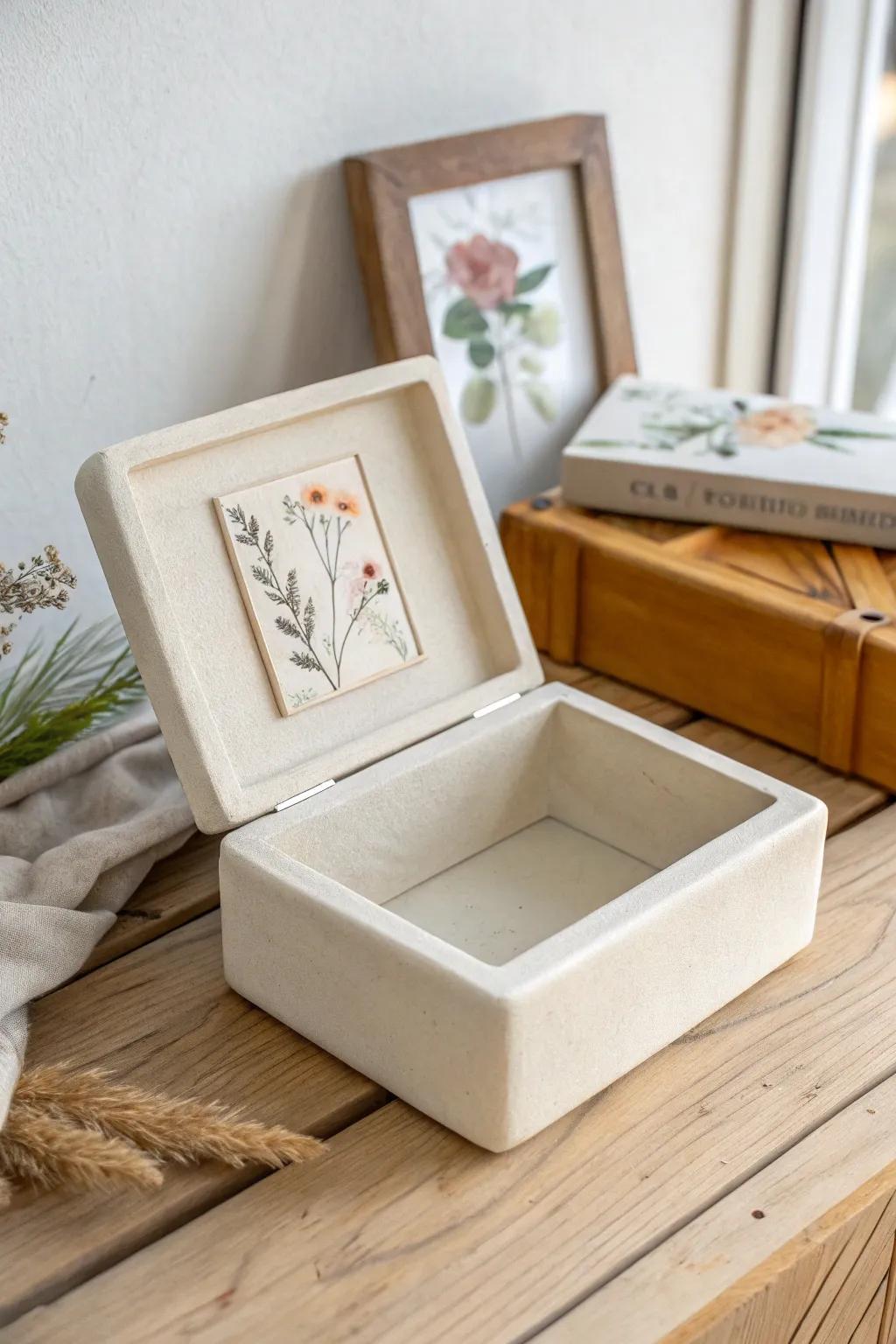 Transform your clay box into a treasured keepsake with a personalized picture lid.