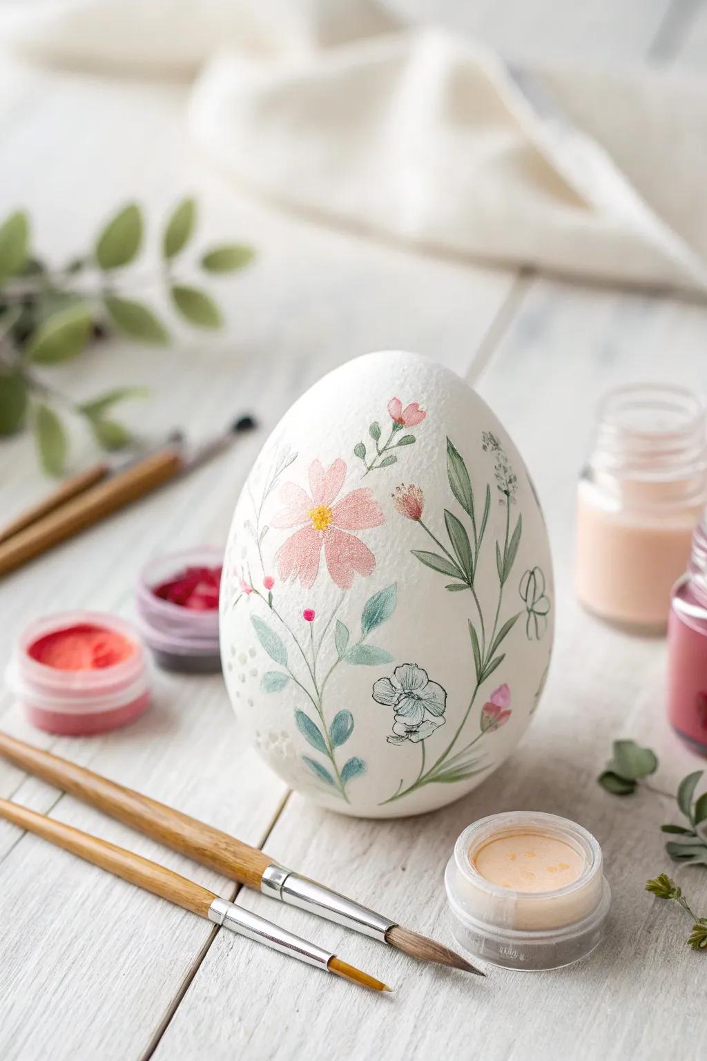 Discover the art of watercolor floral eggs, where simplicity meets elegance in every brushstroke.