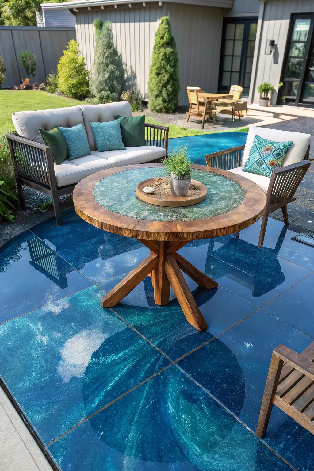 Transform your outdoor space into a multi-functional masterpiece with epoxy elegance.