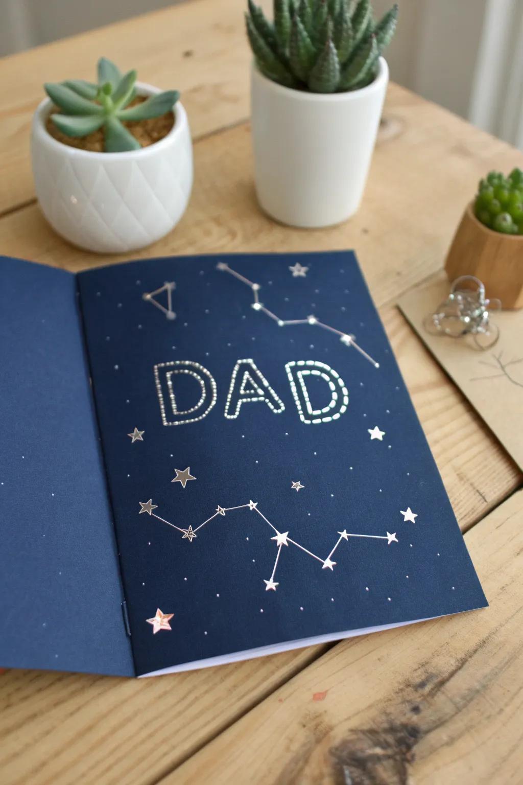 Create a celestial masterpiece for Dad this Father's Day with a DIY constellation card!