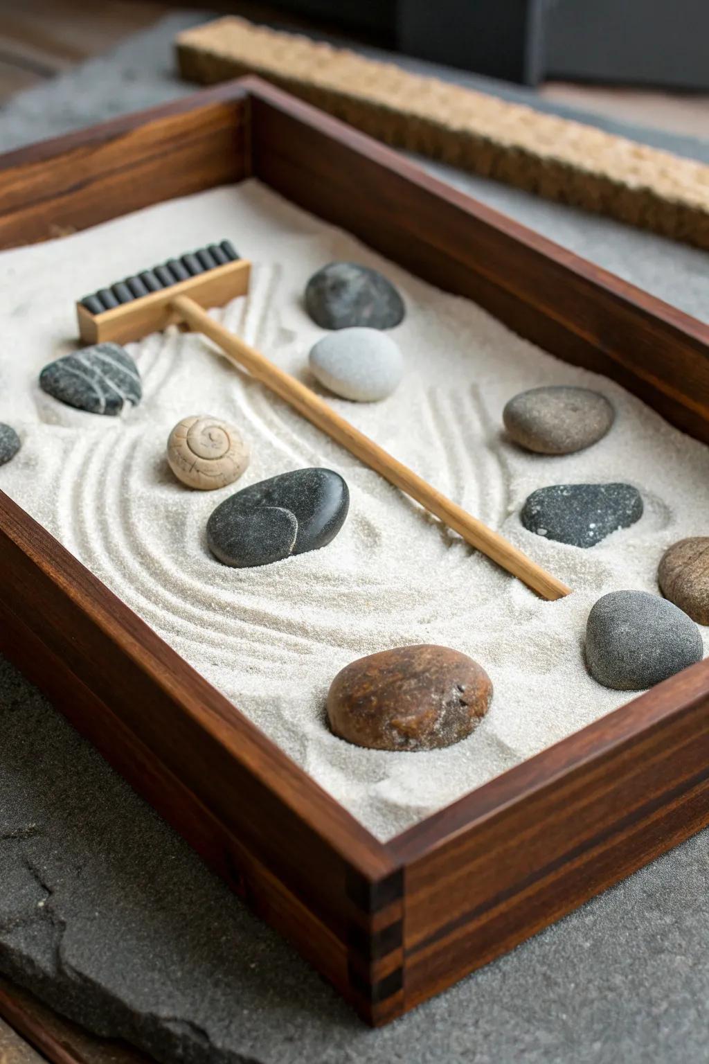 Craft Dad's personal oasis with this DIY mini zen garden, perfect for adding tranquility to his day.