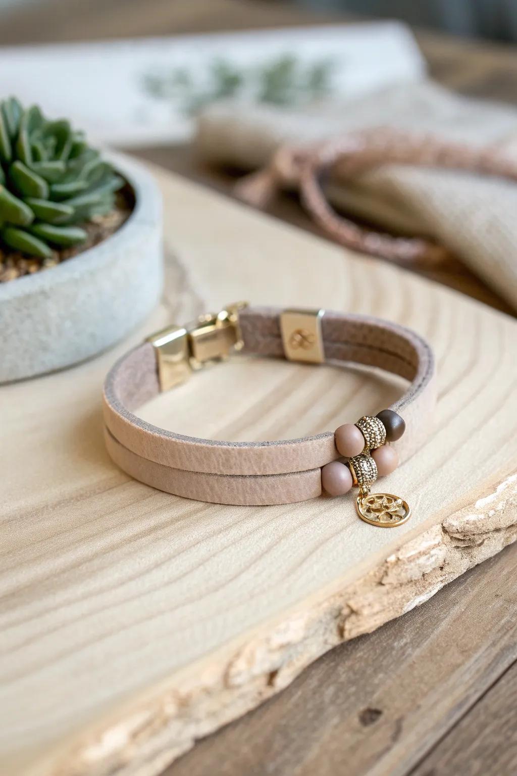 Elevate your style with this chic faux leather bracelet, the perfect blend of minimalism and boho charm.