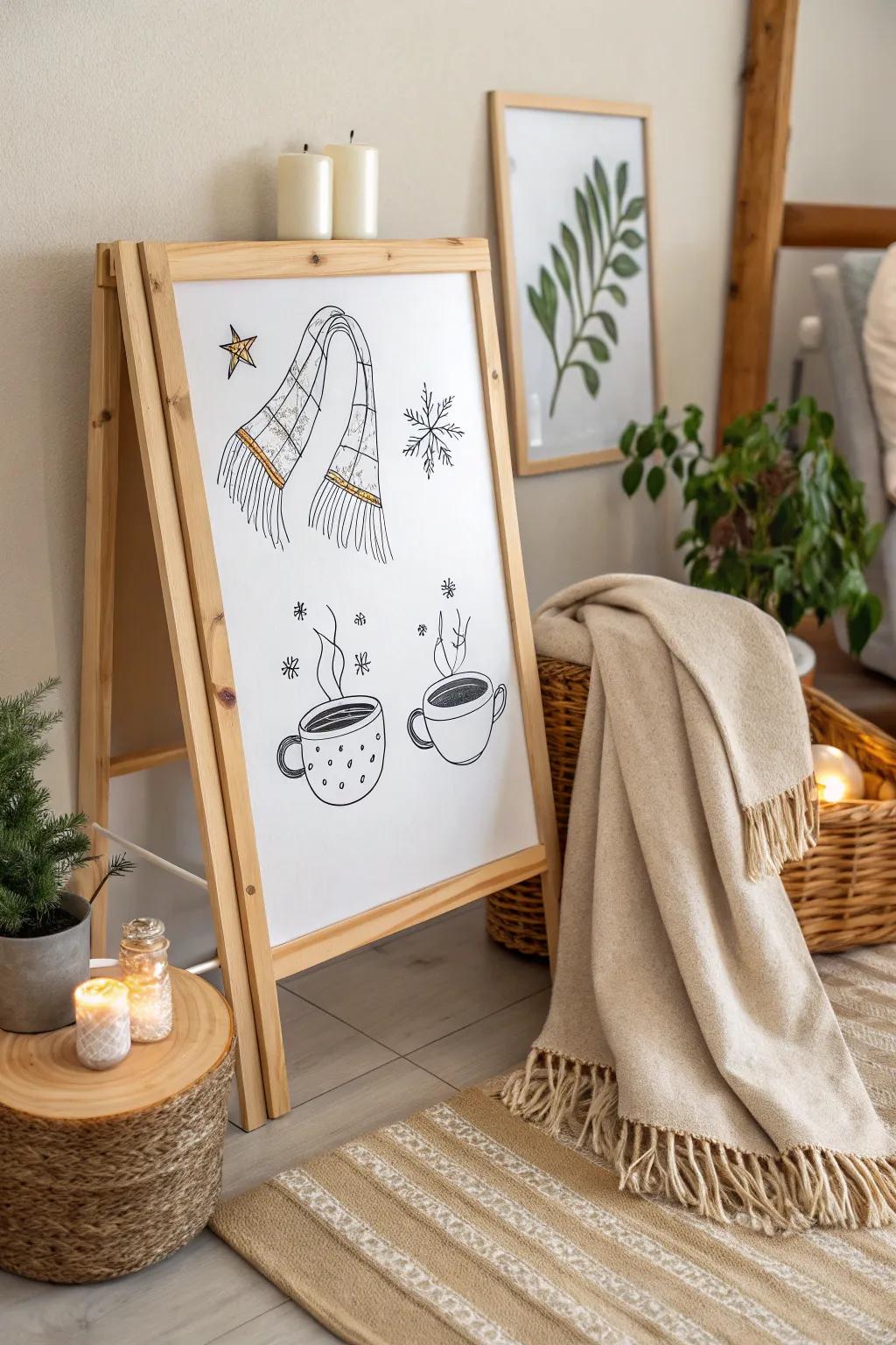 Embrace February's chill with a cozy corner that whispers warmth and simplicity. #ScandiBoho #CozyVibes #MinimalistArt