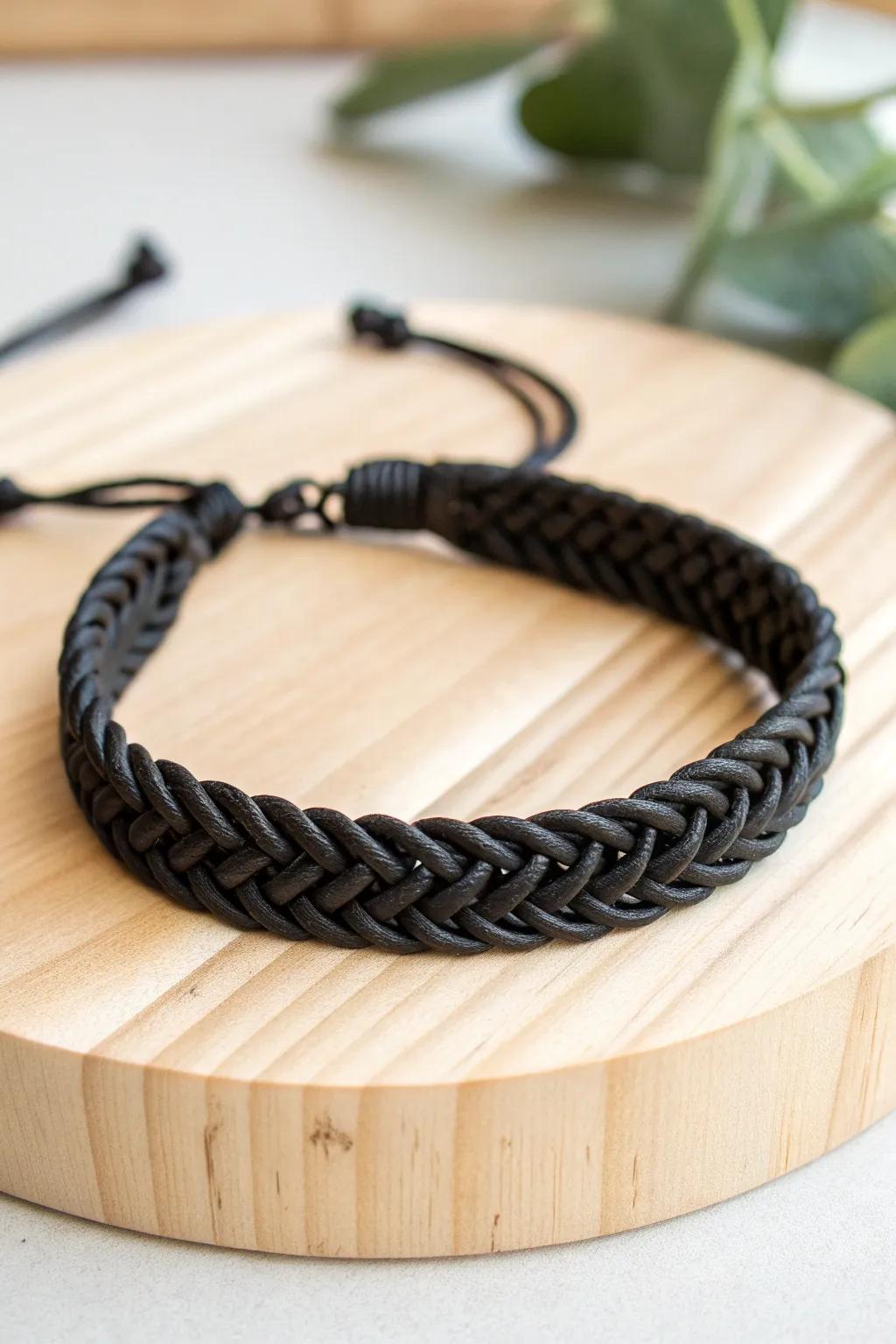 Embrace the understated charm of monochrome elegance with this beautifully crafted fishtail bracelet.