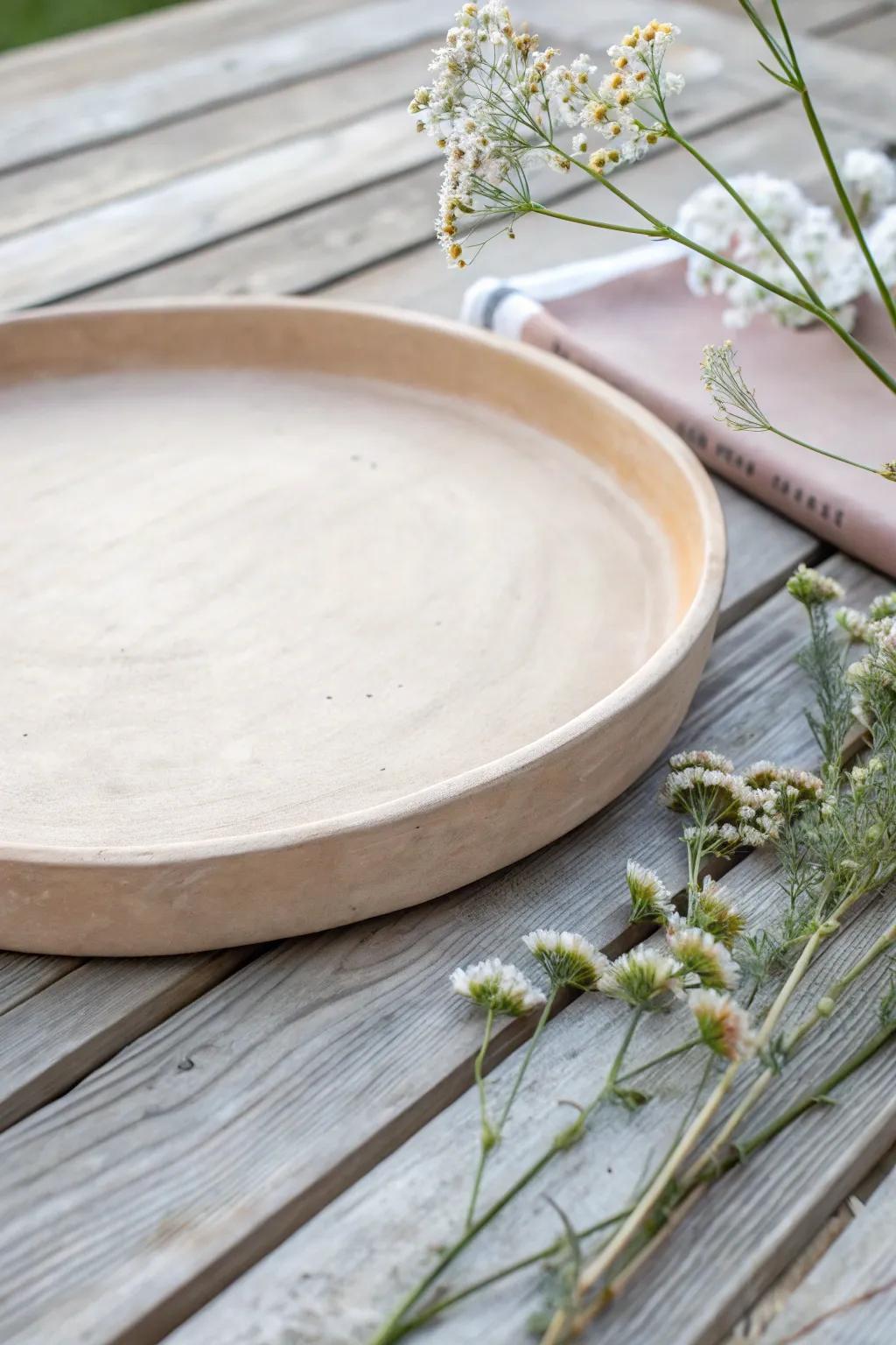 Elevate your gatherings with handcrafted elegance: The perfect clay slab serving platter for cheese and charcuterie.