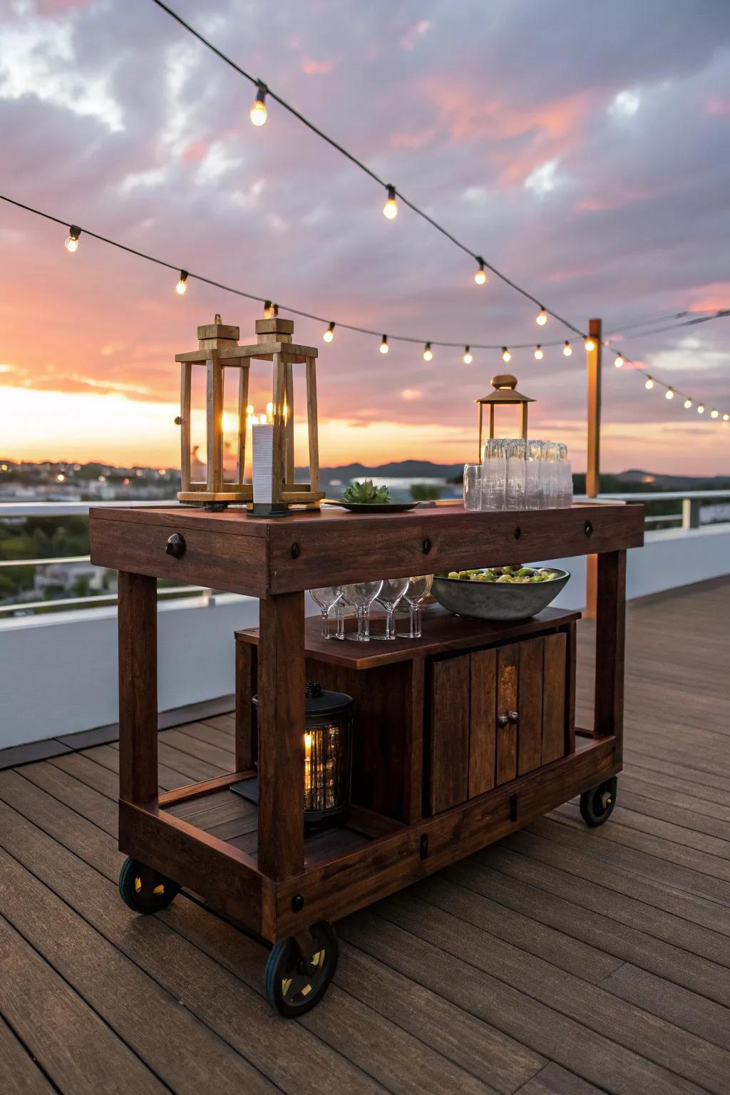 Elevate your outdoor gatherings with this stunning floating deck centerpiece.