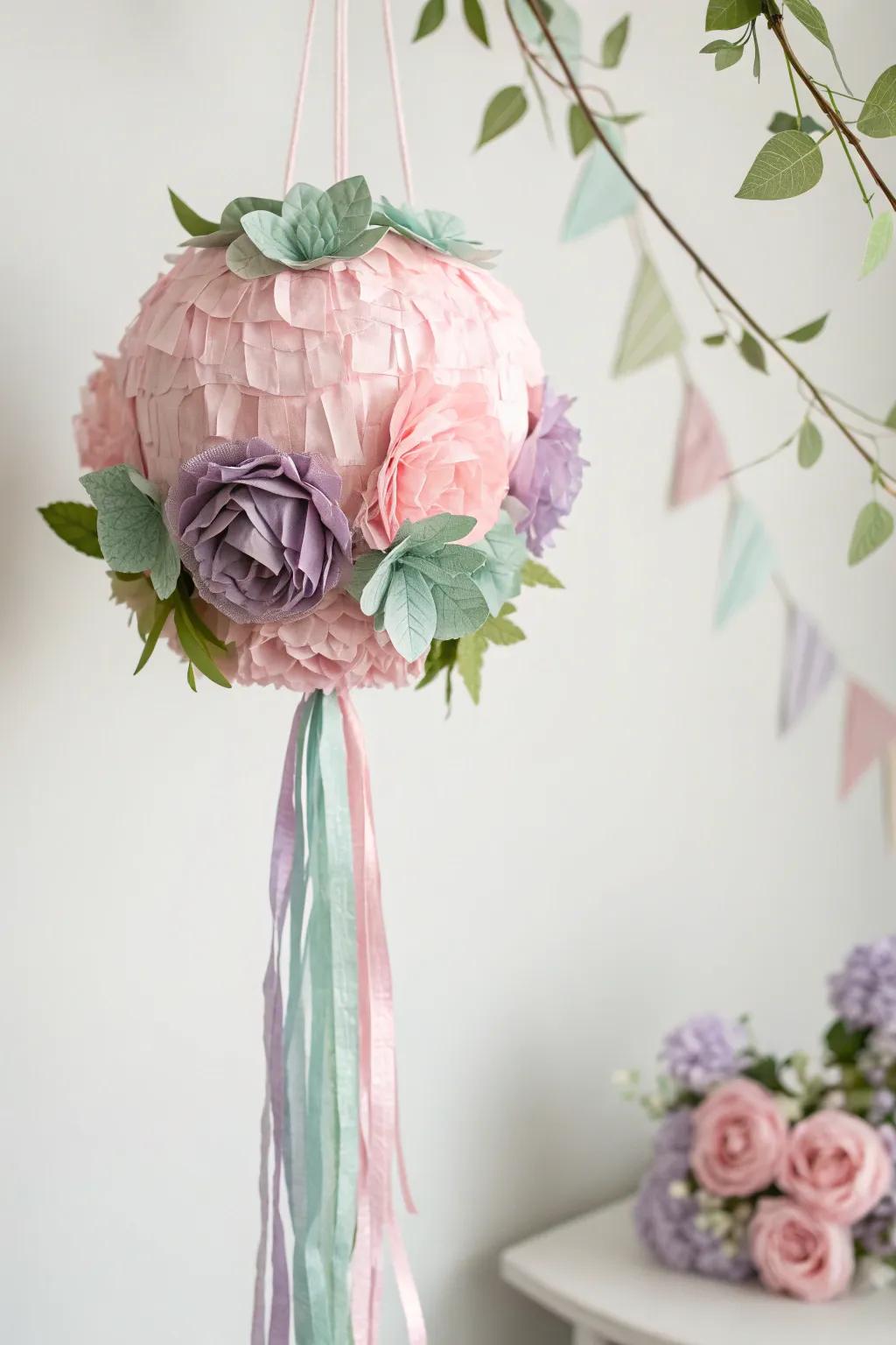Charming and delicate: a sweet pea pinata that brings a gentle touch to any celebration.