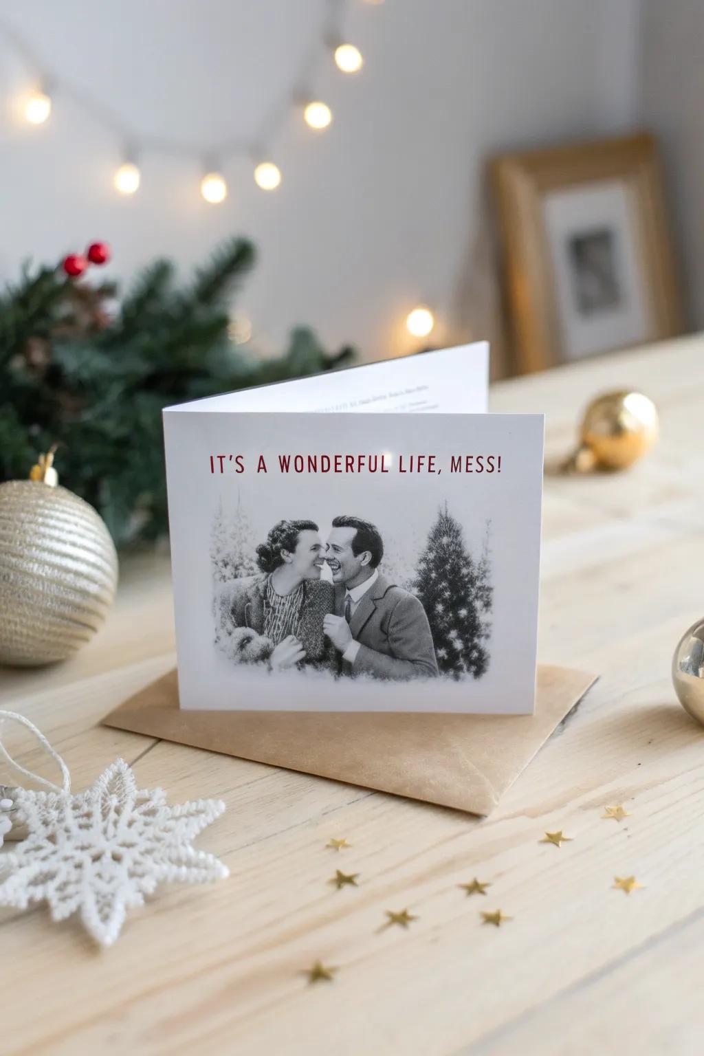 Bring laughter to your holiday greetings with a minimalist twist on classic cinema – 'It's a Wonderful Mess!'