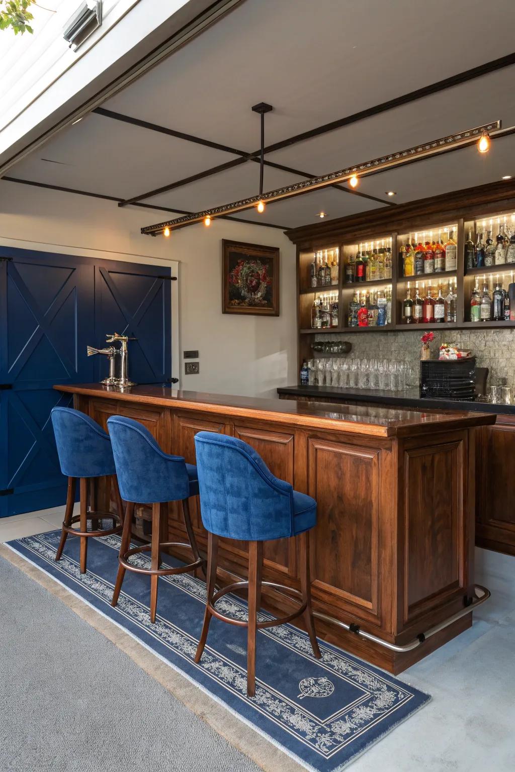 Transform your garage into a chic entertainment hub with this stunning mini bar setup!