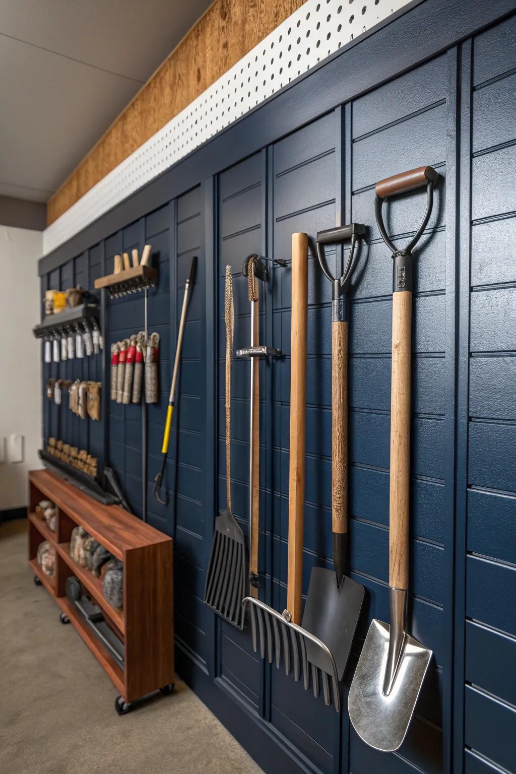 Master the art of organization with a sleek track system for your garage.