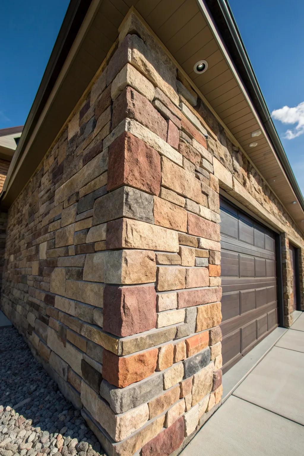 Transform your garage into a masterpiece with luxurious stone accents.