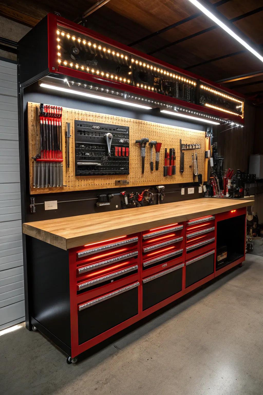Illuminate your projects: Upgrade your workbench with integrated LED lighting for precision and style.