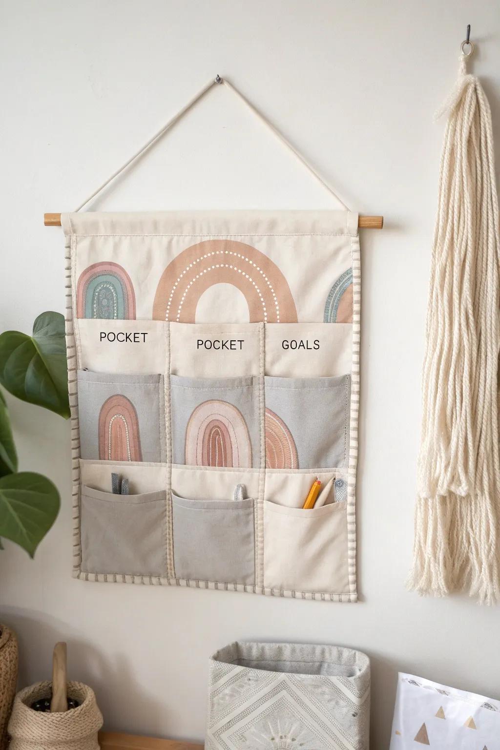 Elevate your goal-setting with a handcrafted fabric wall hanging—where function meets minimalist beauty.