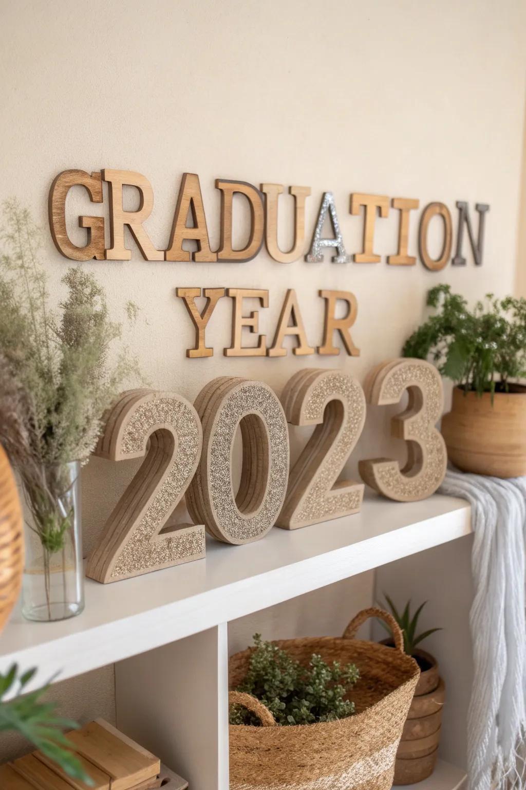 Celebrate in style with these stunning handcrafted year cutouts, perfect for adding a touch of minimalist elegance to your graduation decor.