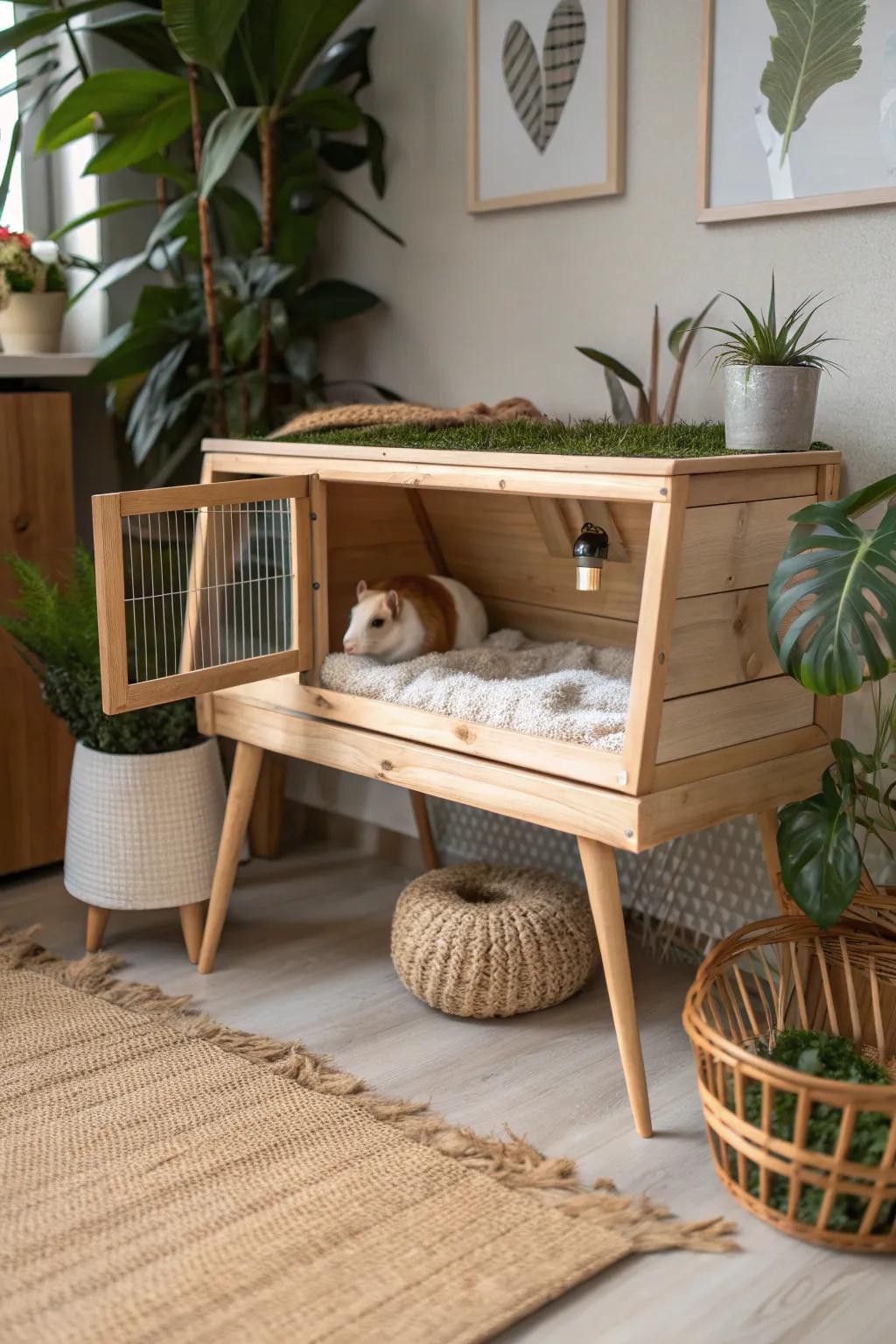 Creating a safe and stylish haven for your furry friends, where simplicity meets natural beauty.