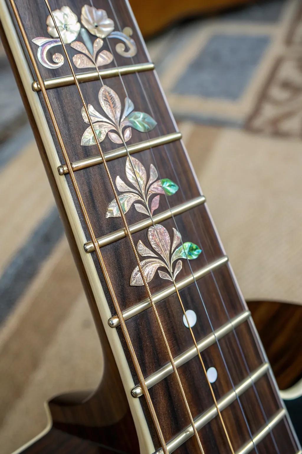 Shimmering Elegance: Transform your guitar with exquisite abalone shell inlays.