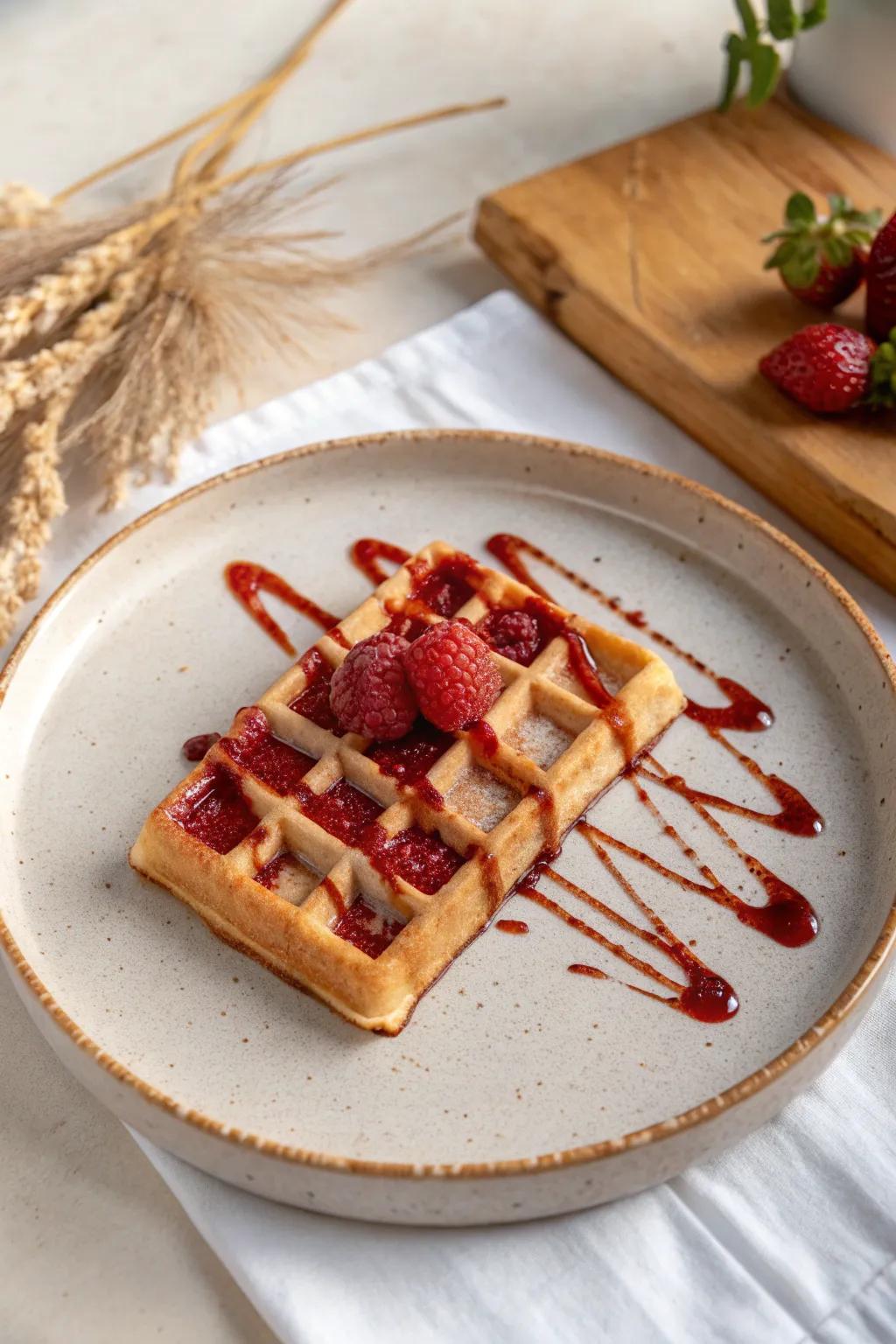 Sweetly sinister: Indulge in Bloody Berry Waffles for a hauntingly delicious breakfast treat.