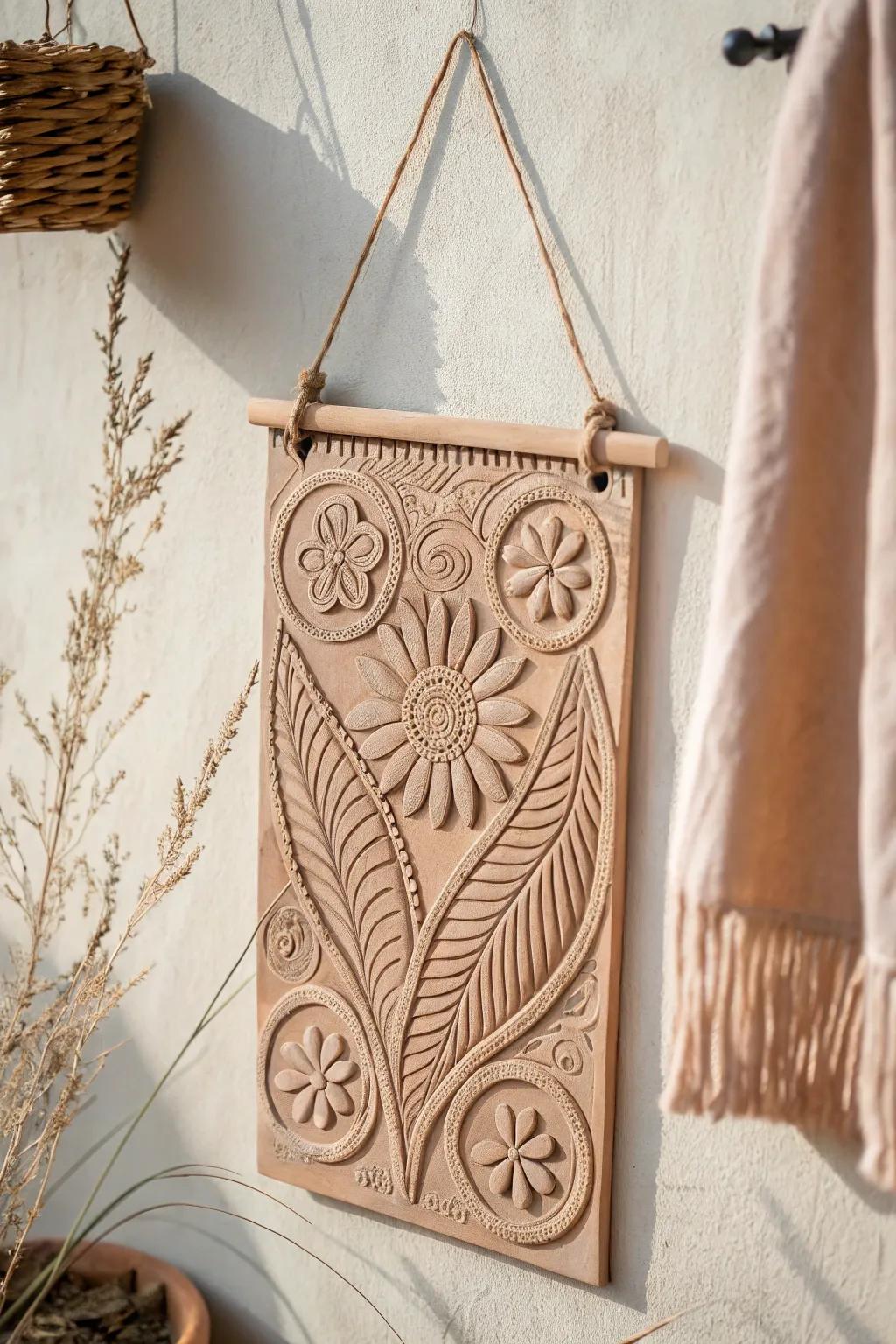 Elevate your space with handcrafted elegance: Discover the art of clay wall hangings.