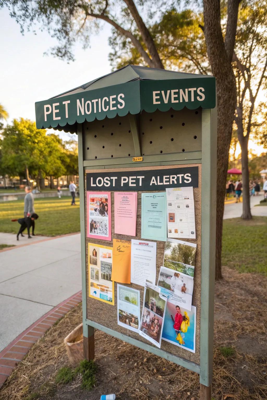 A pet corner on the bulletin board featuring beloved four-legged friends.