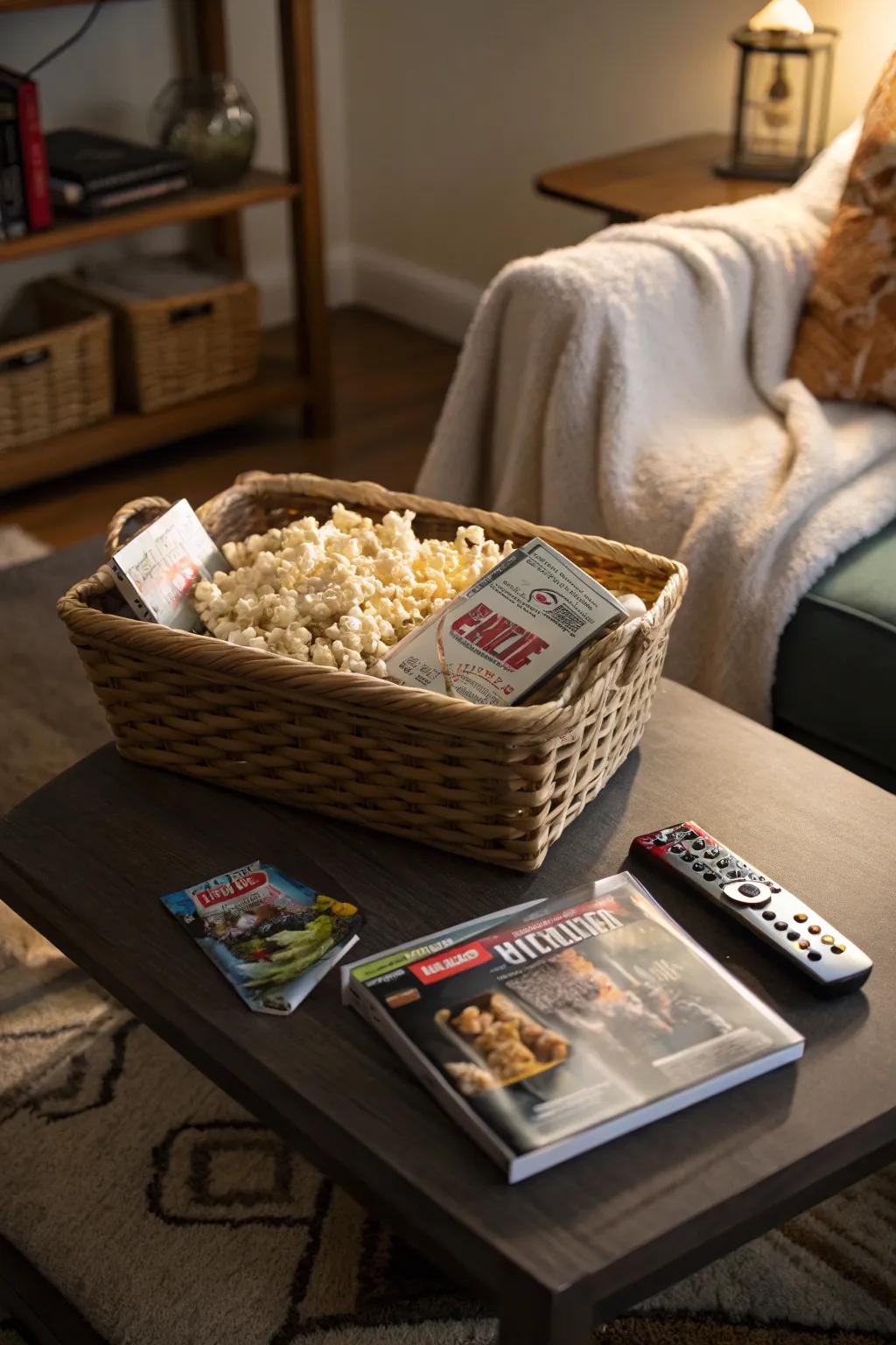 Transform a movie night into a special occasion with this thoughtful basket.