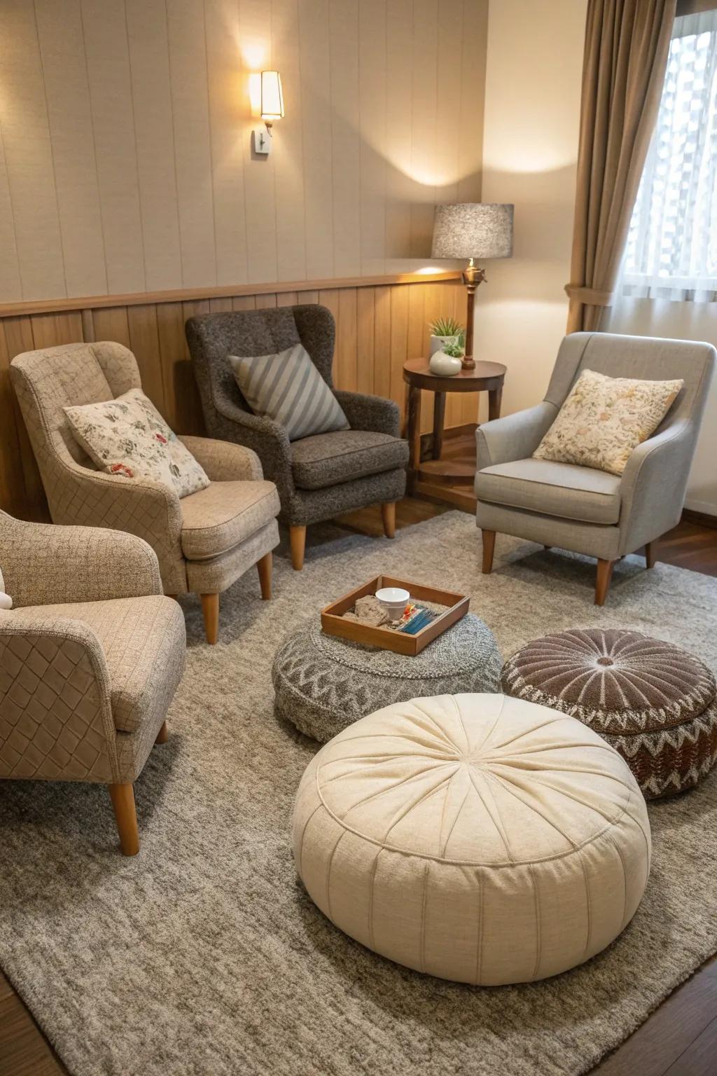 Comfortable seating arrangements for all guests.