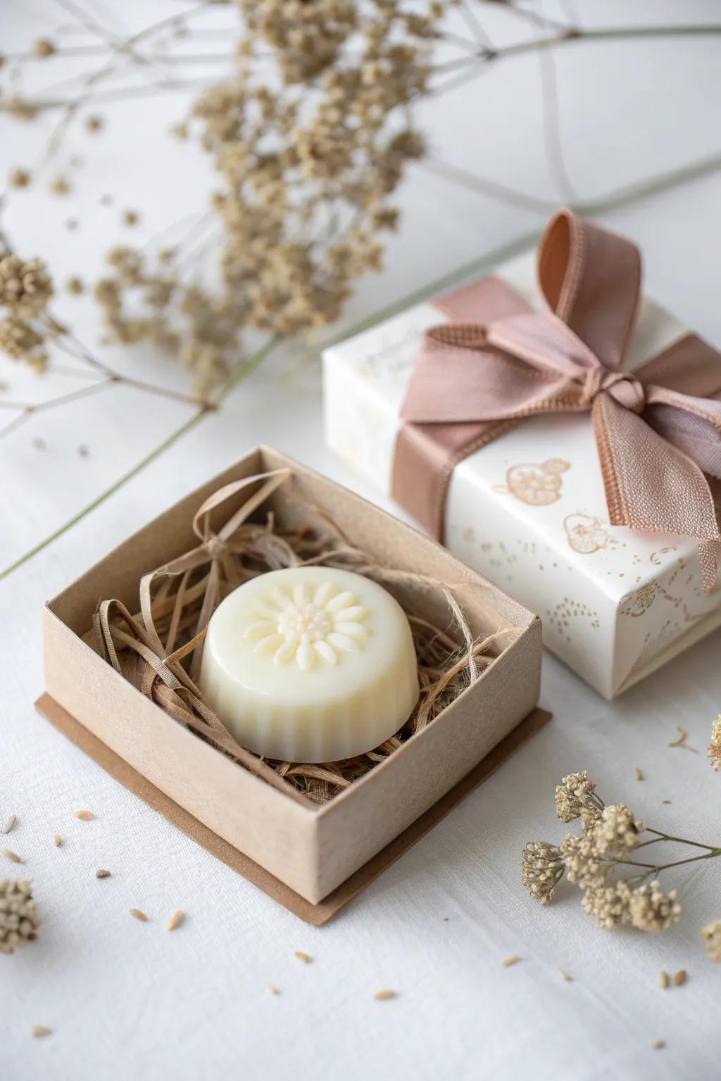 Elevate your gifting game with beautifully wrapped lotion bars, merging simplicity and elegance.