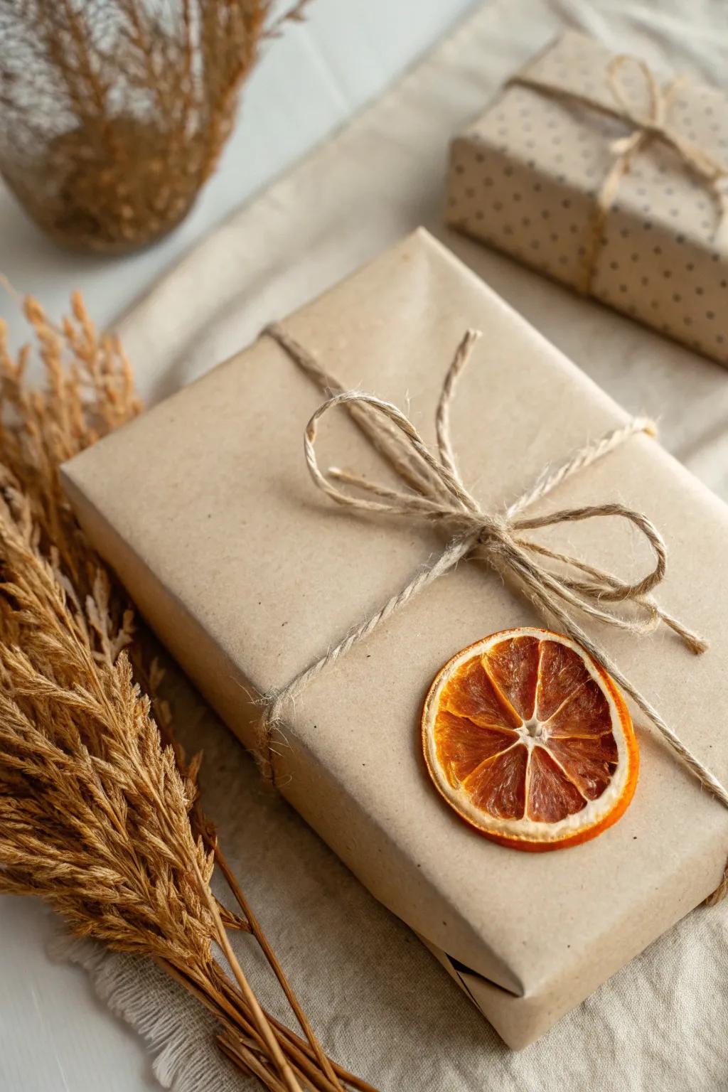 Embrace rustic elegance with a touch of citrus charm. 🎁🍊