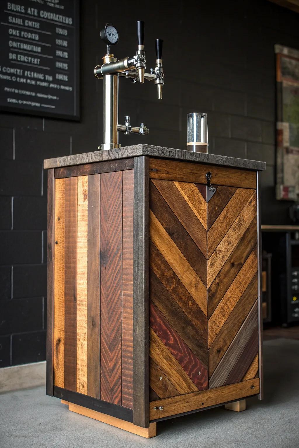 Elevate your home bar with the rustic elegance of reclaimed wood.