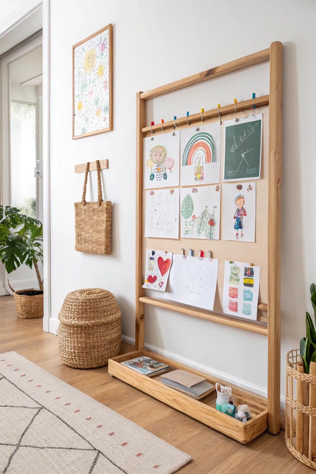 Transform your hallway with a magnetic board that turns your child's art into ever-changing masterpieces.