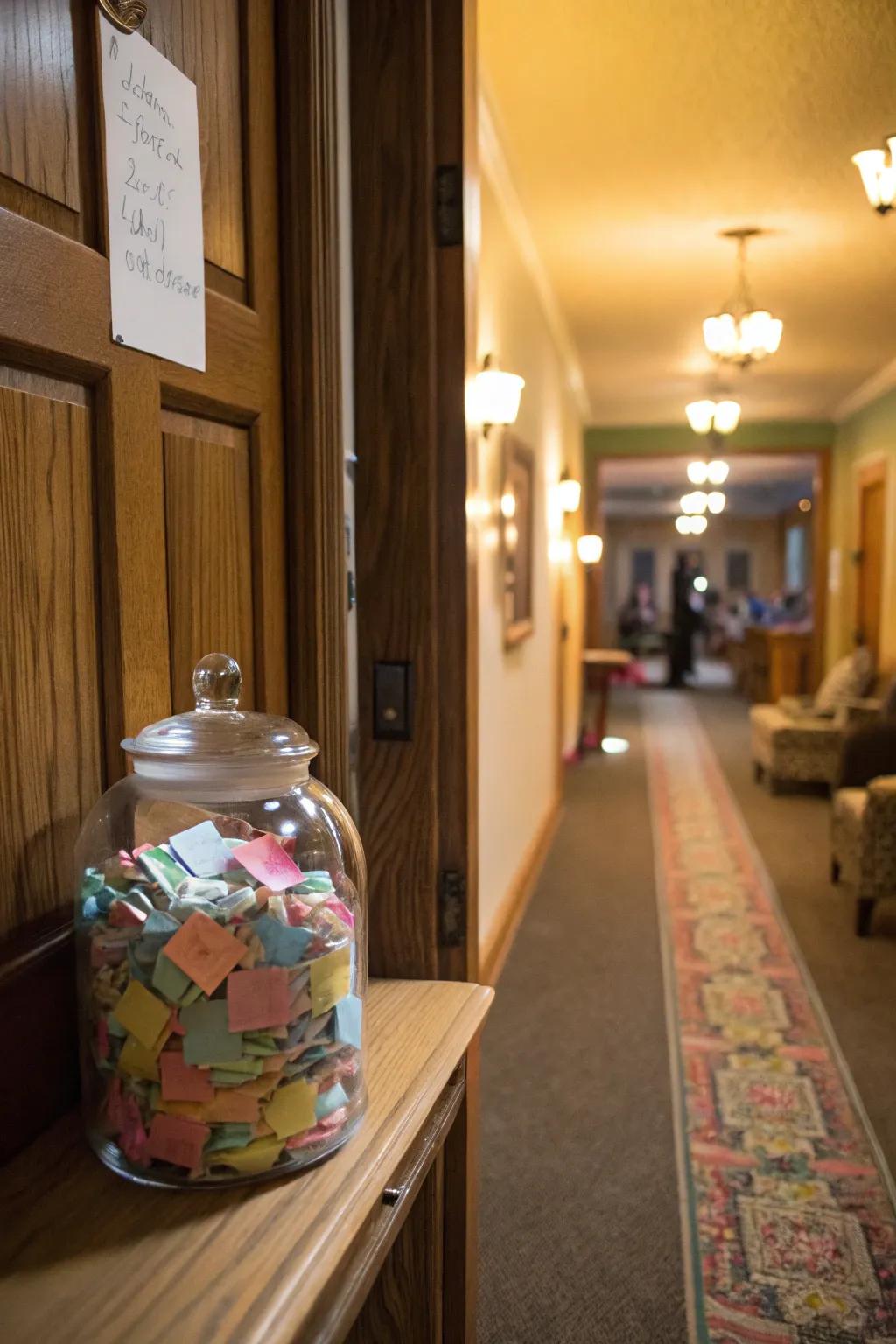 An interactive jar invites guests to share and receive kindness.