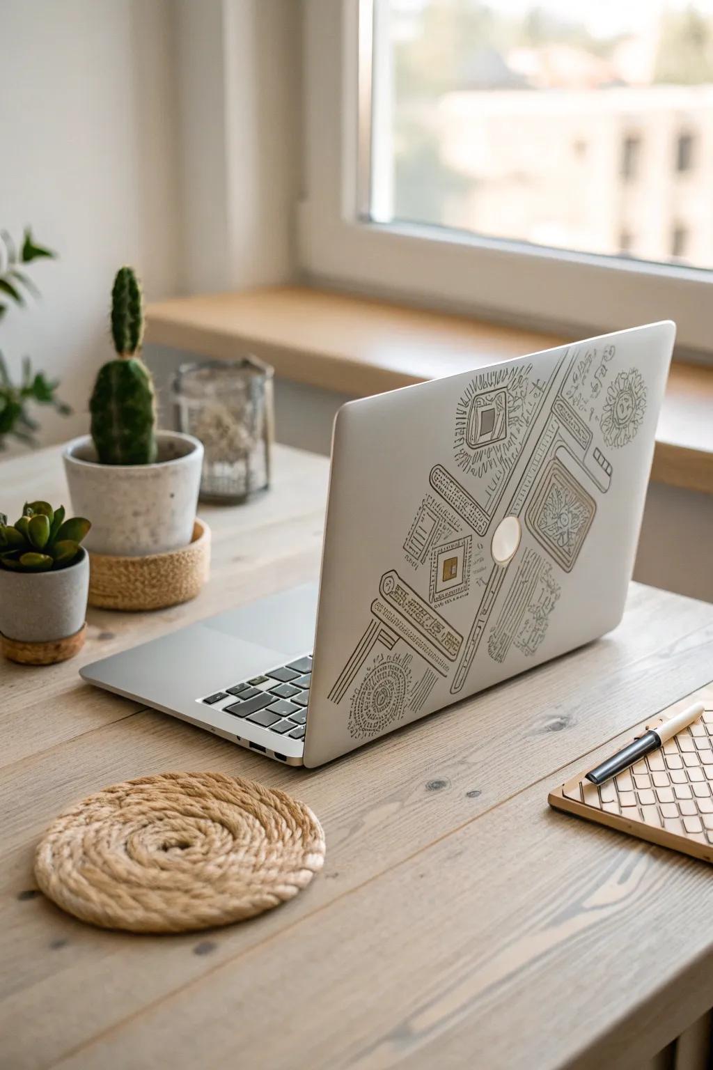 Elevate your tech style with minimalist circuit board stickers, where technology meets natural simplicity.