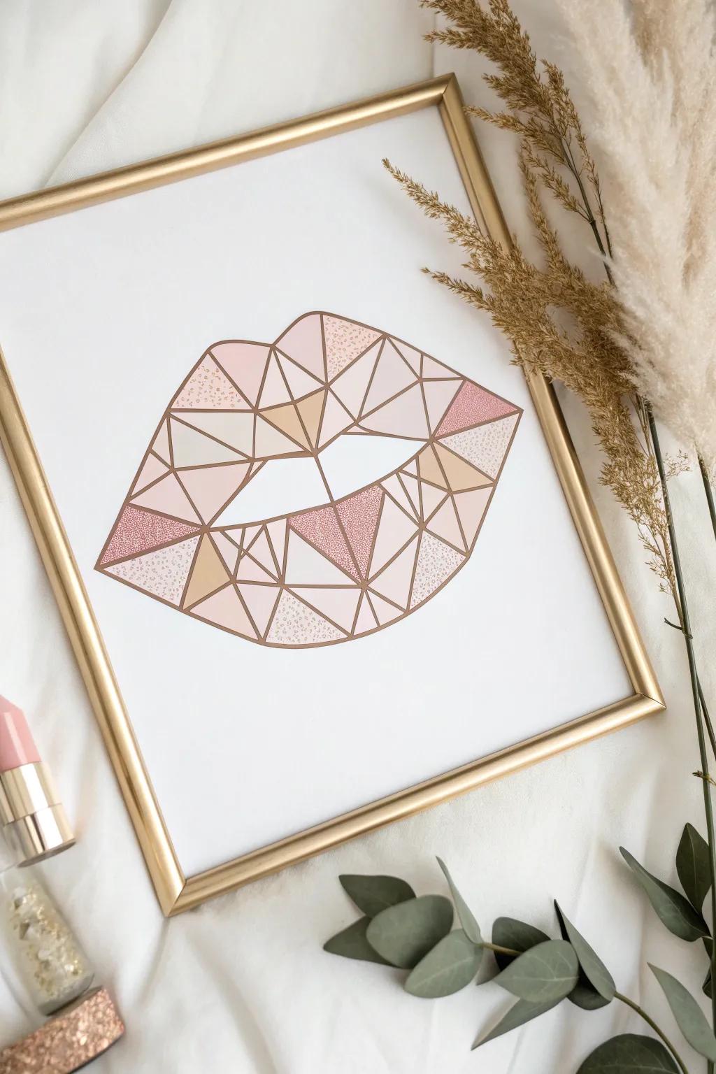 Discover the beauty of simplicity with geometric lips art, where minimalism meets creativity.