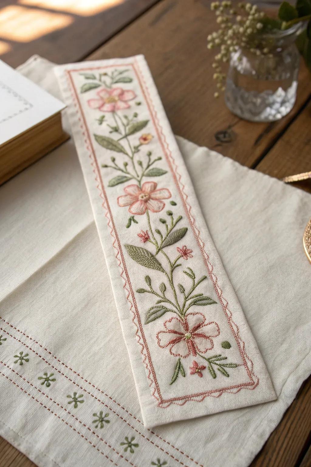 Delight your senses with the charm of handcrafted embroidered bookmarks - a perfect blend of elegance and simplicity for book lovers.