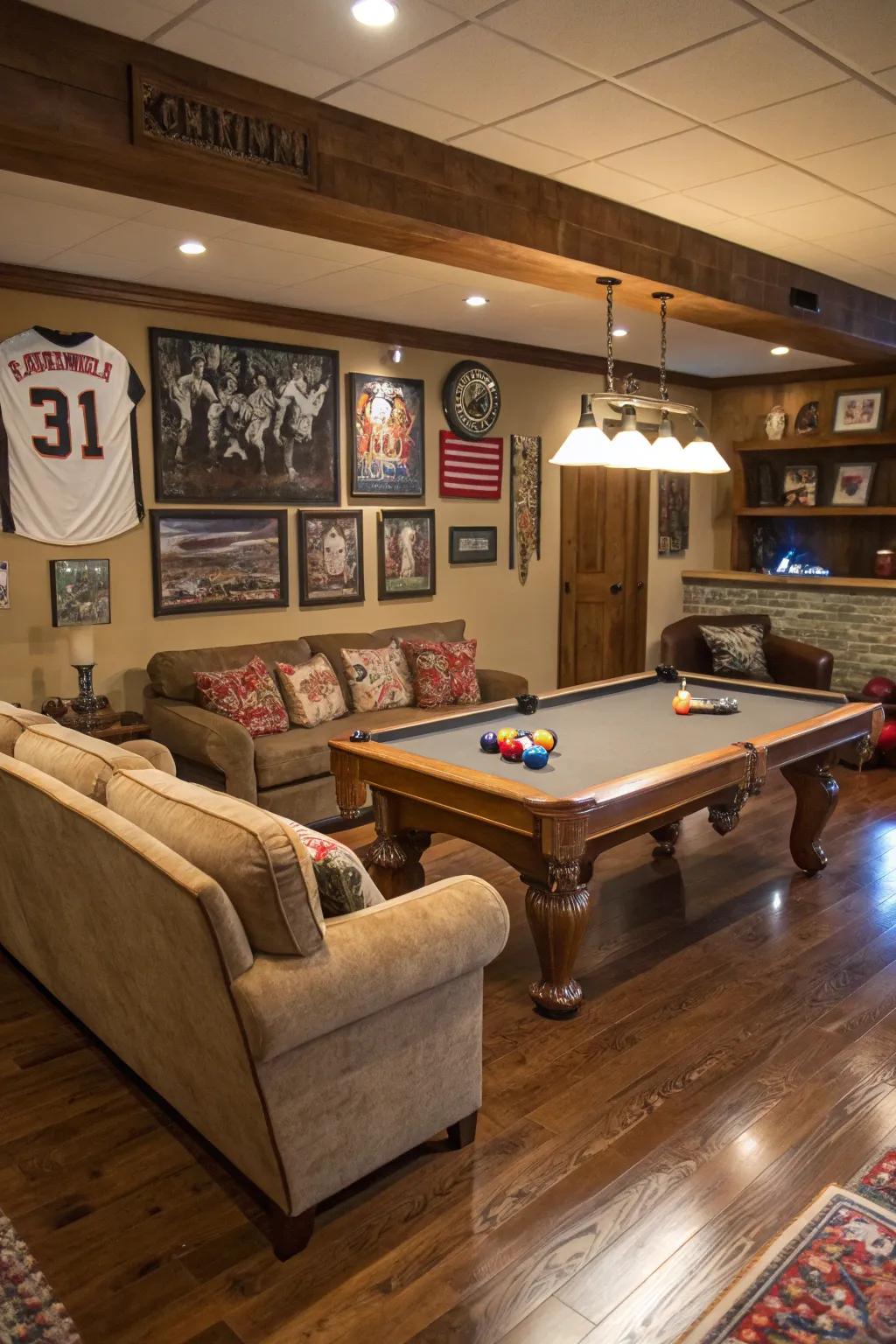 A pool table brings classic leisure into the mix.