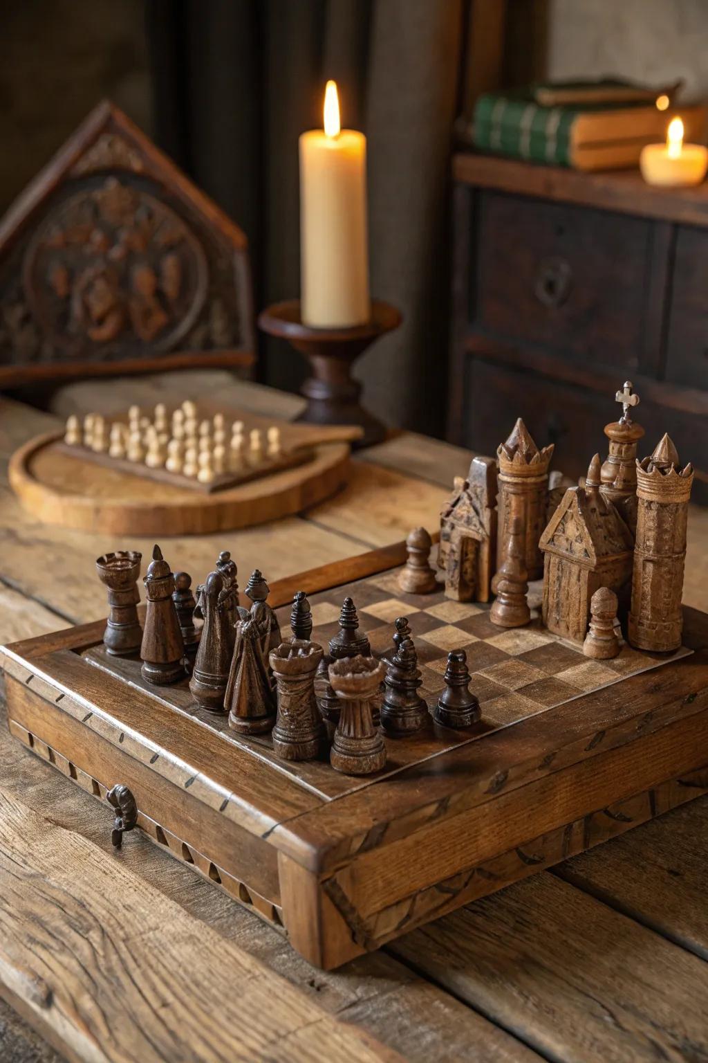 Step into the past with a masterpiece of craftsmanship: the medieval chess set that brings history to your table.