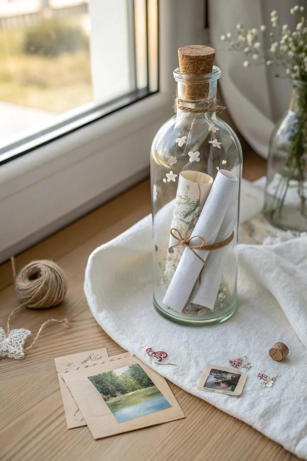 Capture your love story in a bottle: A timeless keepsake of anniversary memories.