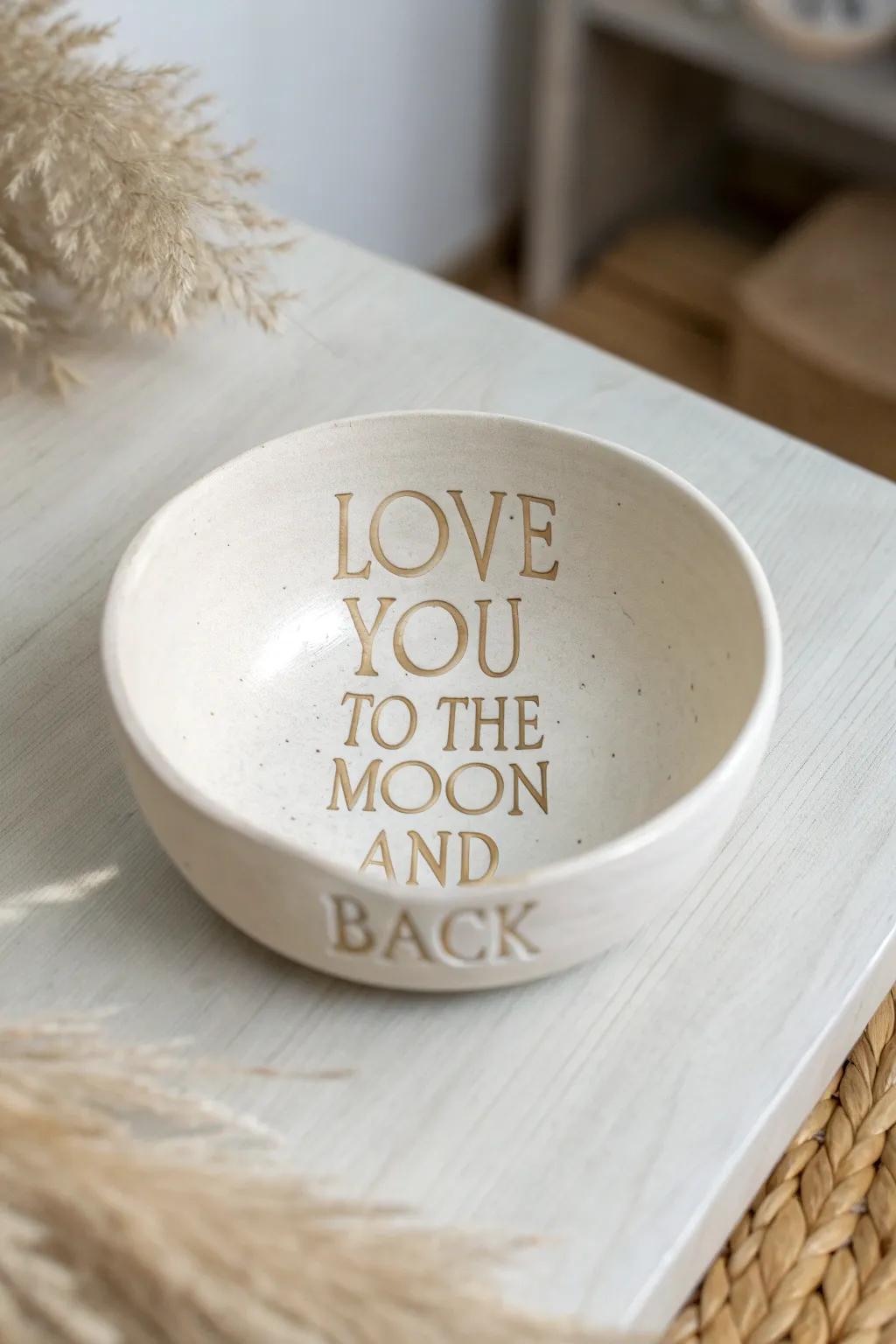 Capture daily inspiration with a handcrafted quote bowl—simple, elegant, and full of love.