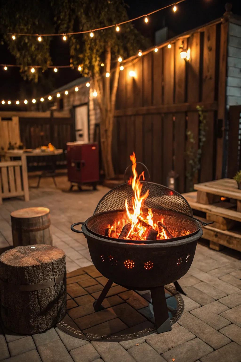 Transform your old grill into a striking outdoor fire pit and enjoy the warmth of craftsmanship.