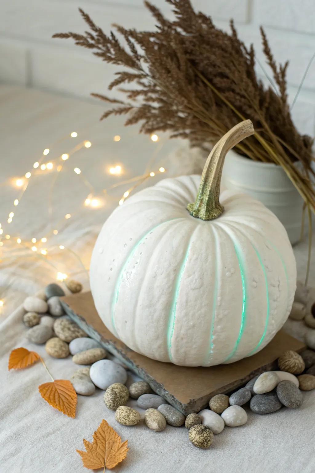 Illuminate your autumn decor with a glow-in-the-dark pumpkin—a magical touch for cozy evenings.