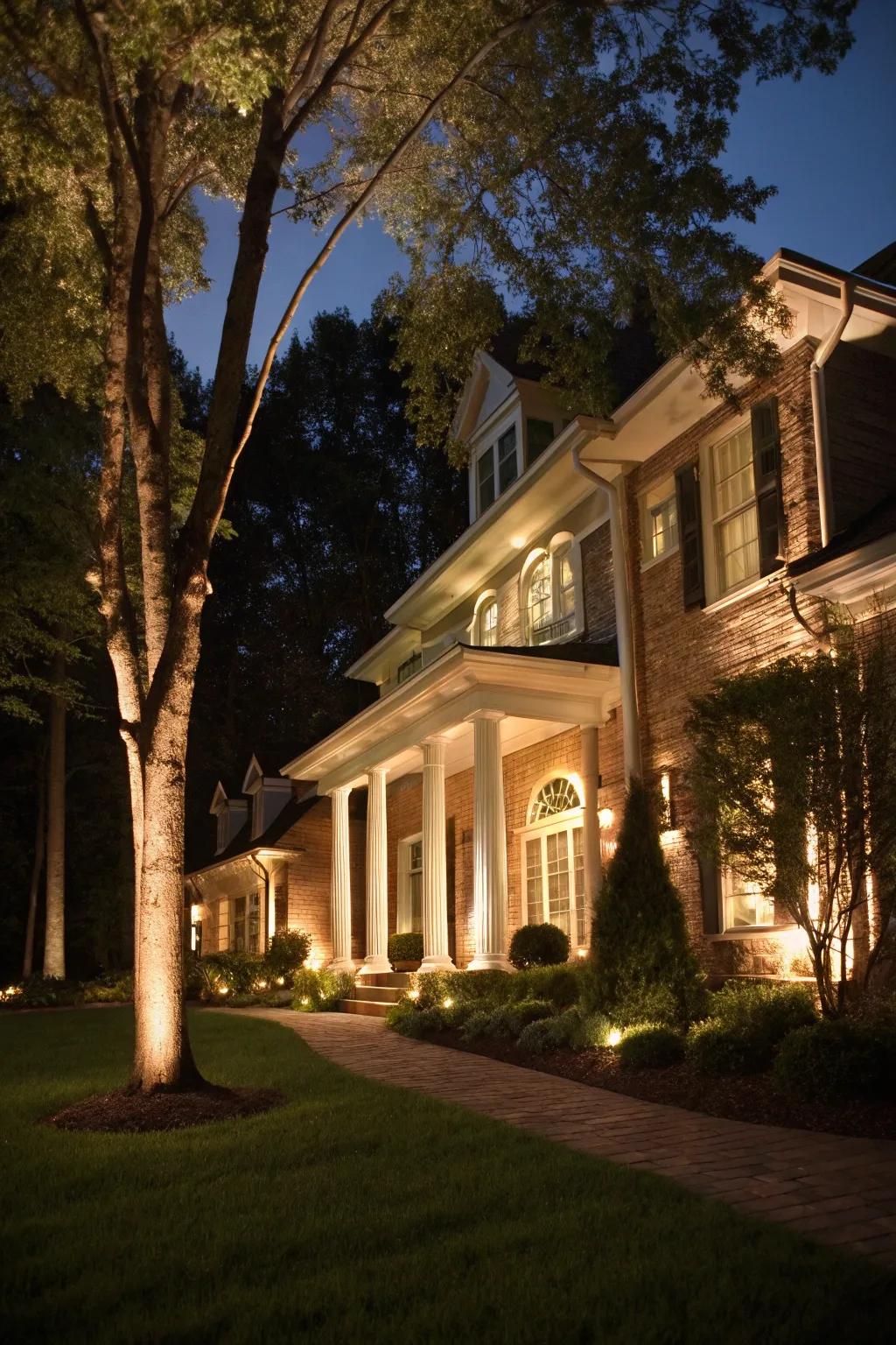 Uplighting adds drama and highlights architectural beauty.