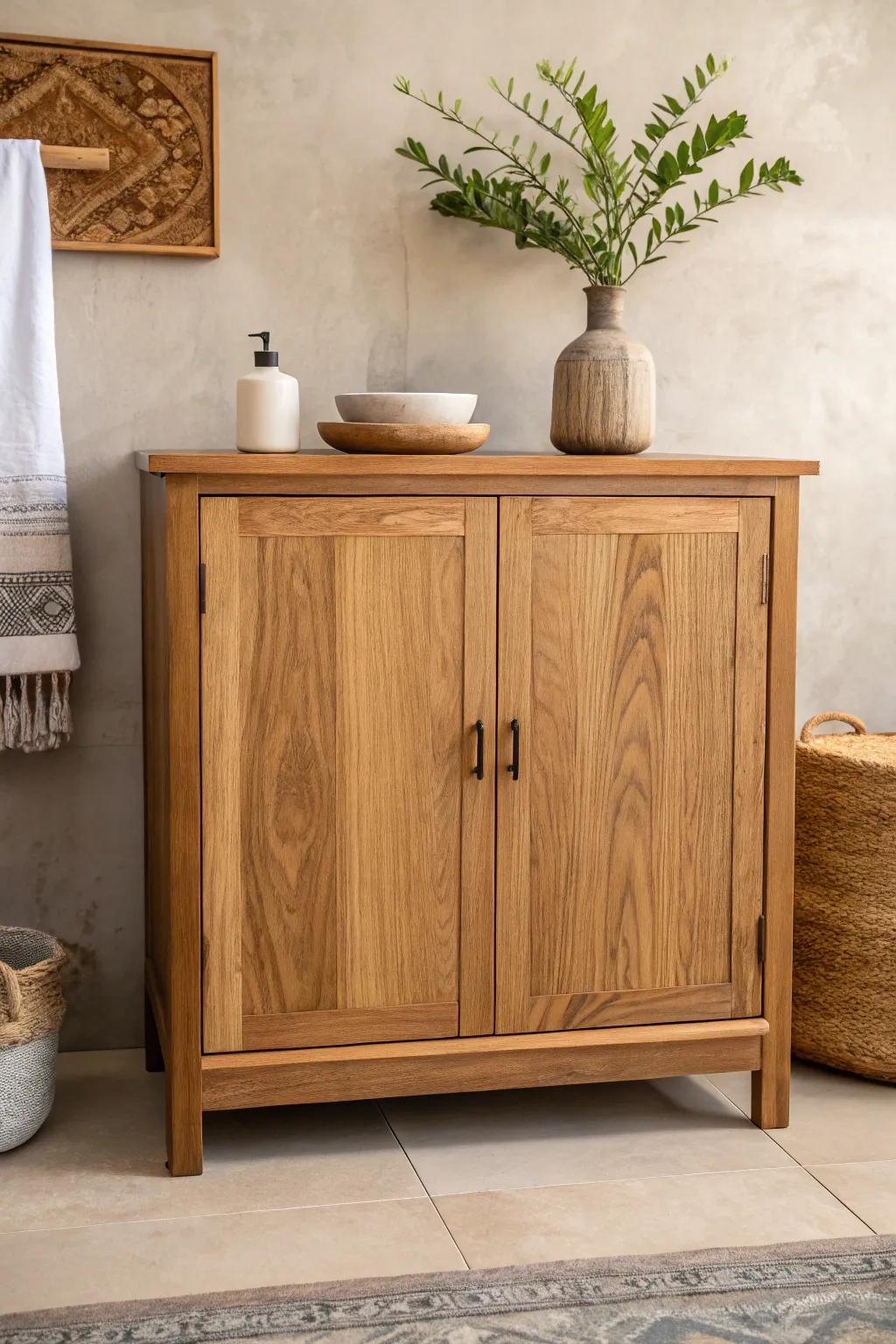 Transform your space with the warmth of natural wood tones, effortlessly combining Scandinavian minimalism with boho charm.