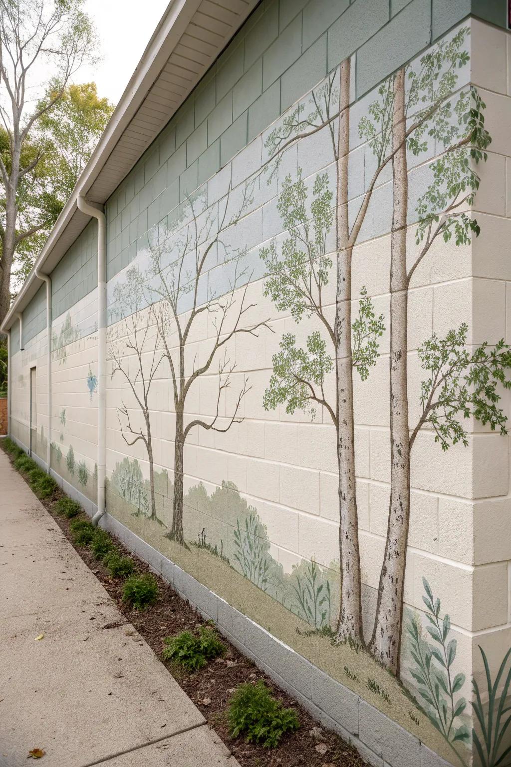 Transform your space with a serene forest mural, bringing nature's tranquility indoors.