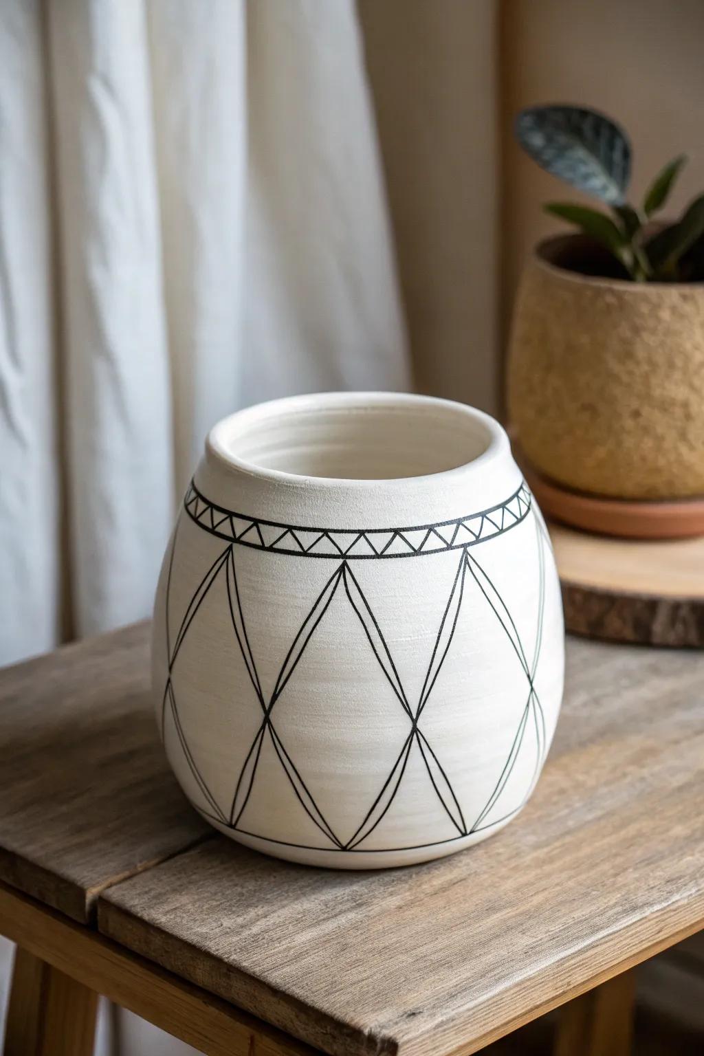 Discover the elegance in simplicity with this minimalist monochrome pot design.