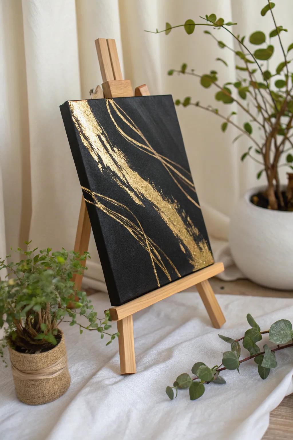 Illuminate your creativity with the mesmerizing allure of metallic accents on black.
