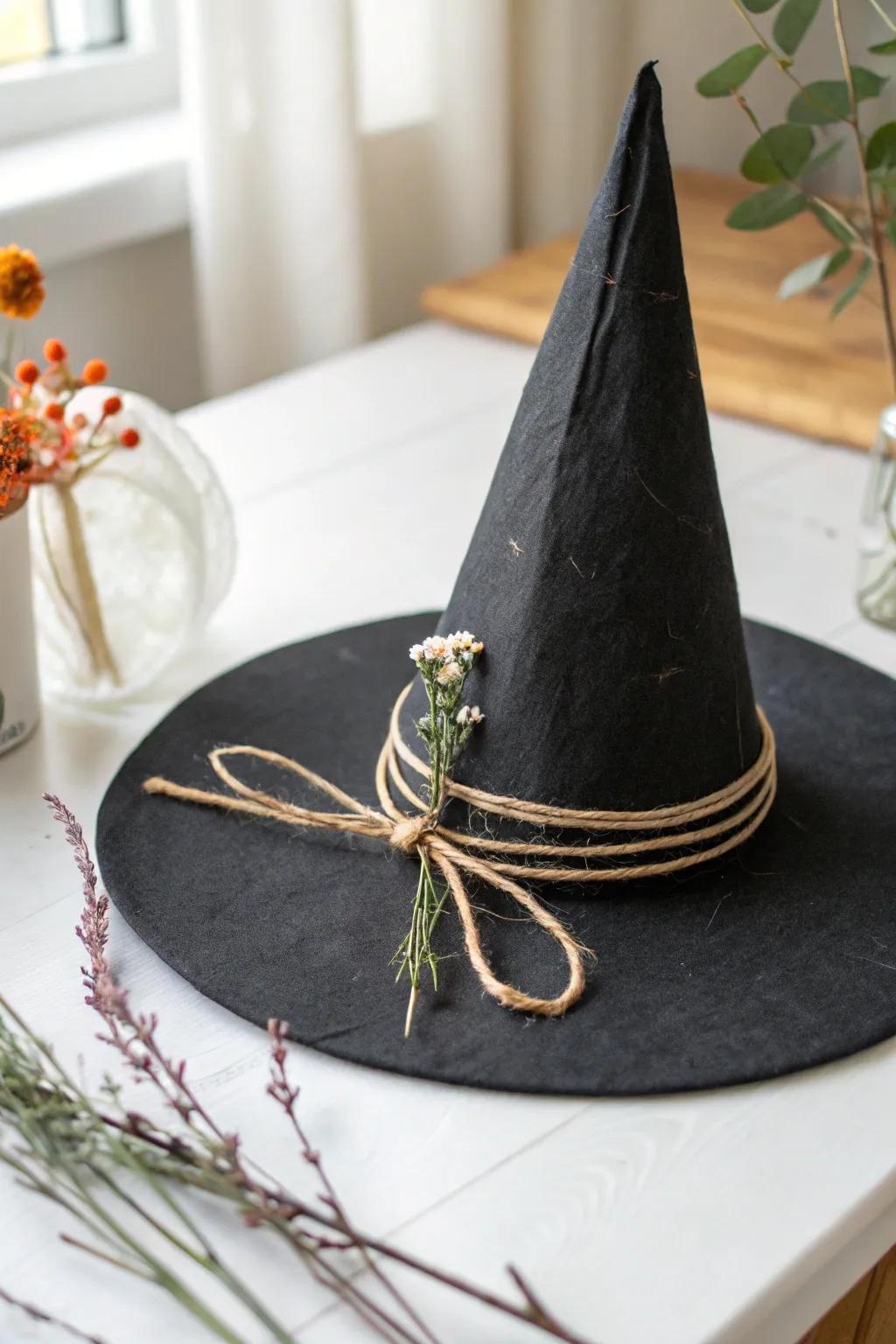 Enchant your space with these charming paper-crafted mini witch hats, perfect for a touch of whimsical elegance!