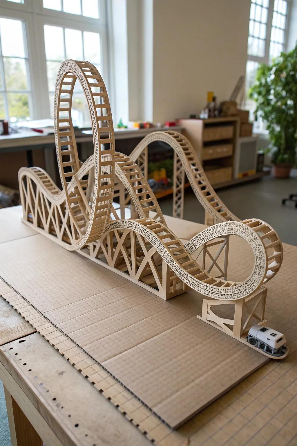Building Dreams: A Minimalist Paper Roller Coaster on a Sturdy Base