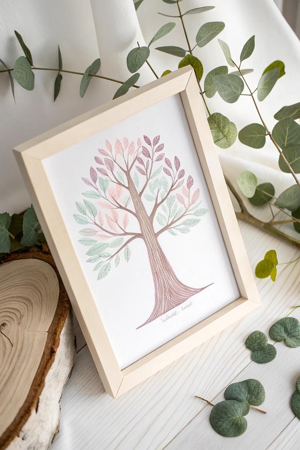 Capture the essence of growth and love with this charming fingerprint love tree!